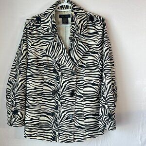 Silk Land Zebra Print Double‑Breasted Jacket — Luxe Bold Statement Quality, Edgy